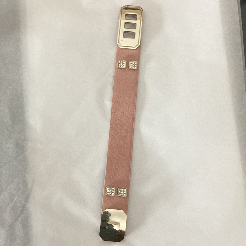 Pink and Gold Bracelet with Rhinestone Accents